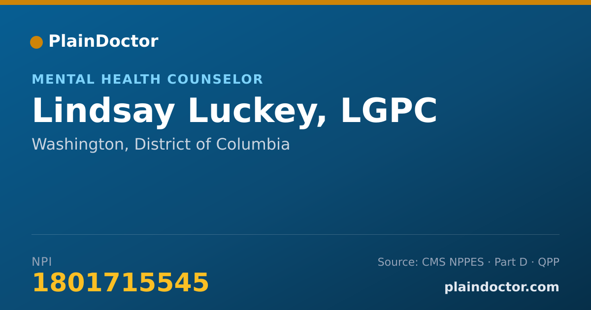 Shareable card for Lindsay Luckey, LGPC - Mental Health Counselor, Washington, DC