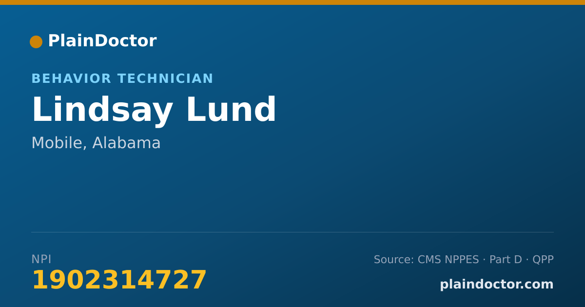 Shareable card for Lindsay Lund - Behavior Analyst, Mobile, AL