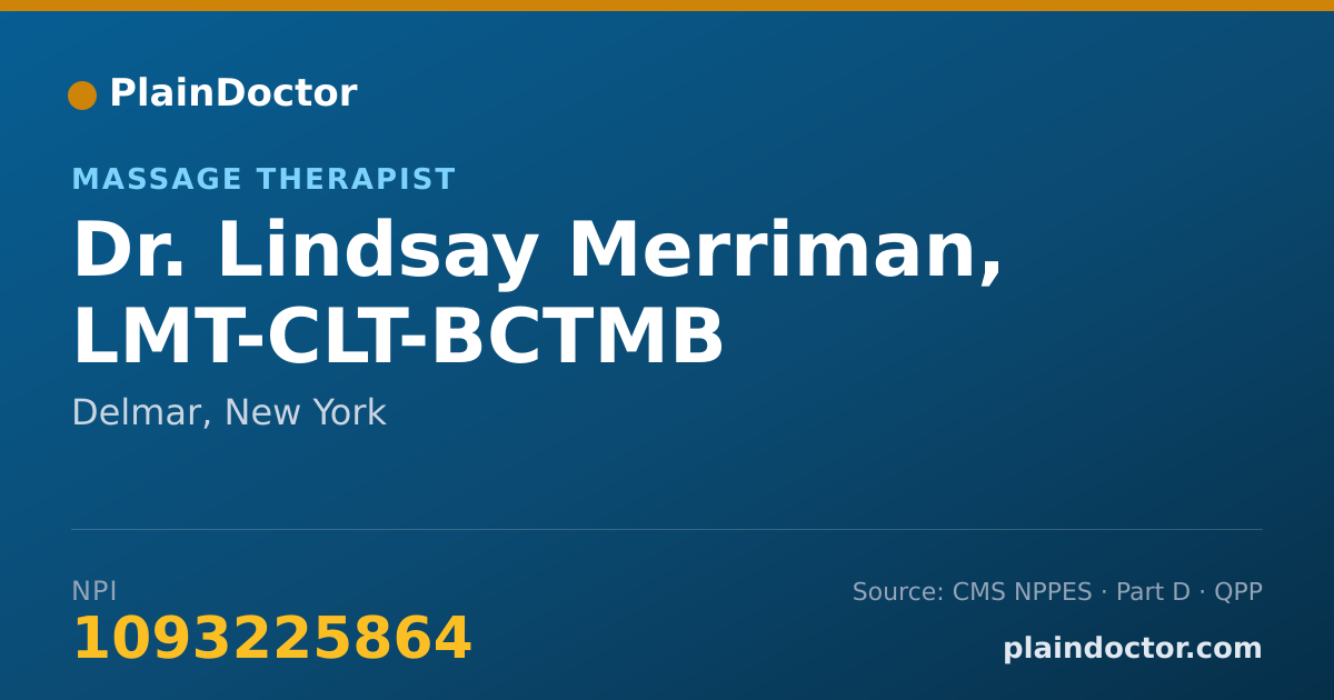 Shareable card for Lindsay Merriman, LMT-CLT-BCTMB - Massage Therapist, Delmar, NY
