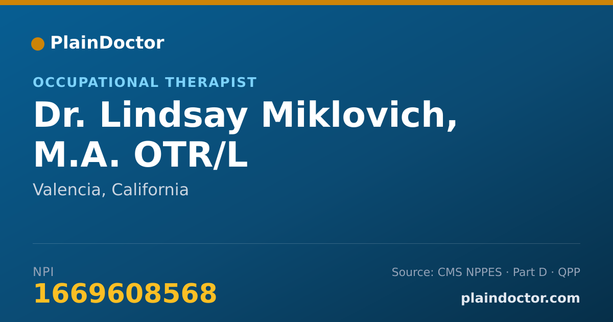 Shareable card for Lindsay Miklovich, M.A. OTR/L - Occupational Therapist, Valencia, CA