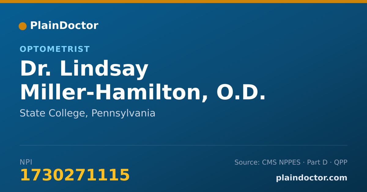 Shareable card for Lindsay Miller-Hamilton, O.D. - Optometrist, State College, PA