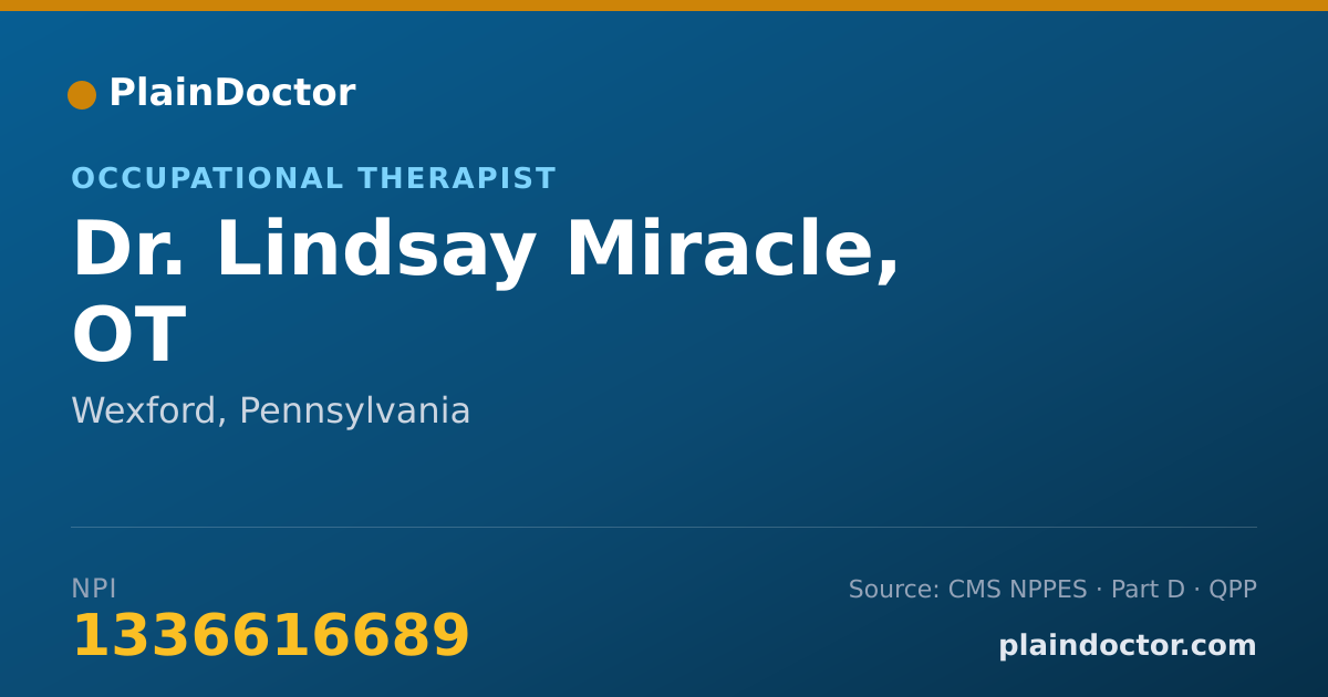 Shareable card for Lindsay Miracle, OT - Occupational Therapist, Wexford, PA