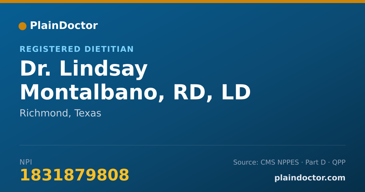 Shareable card for Lindsay Montalbano, RD, LD - Registered Dietitian, Richmond, TX