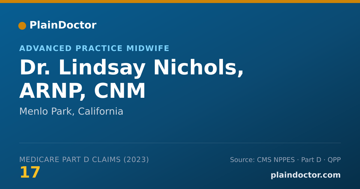 Shareable card for Lindsay Nichols, ARNP, CNM - Advanced Practice Midwife, Menlo Park, CA