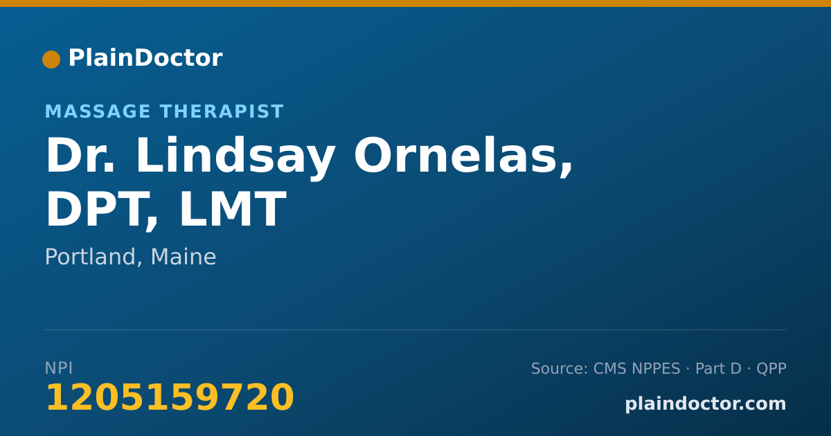 Shareable card for Lindsay Ornelas, DPT, LMT - Massage Therapist, Portland, ME
