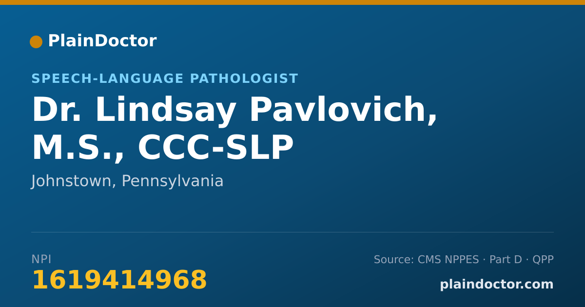 Shareable card for Lindsay Pavlovich, M.S., CCC-SLP - Speech-Language Pathologist, Johnstown, PA