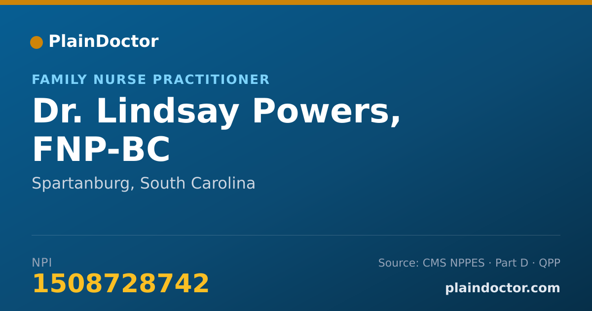 Shareable card for Lindsay Powers, FNP-BC - Family Nurse Practitioner, Spartanburg, SC