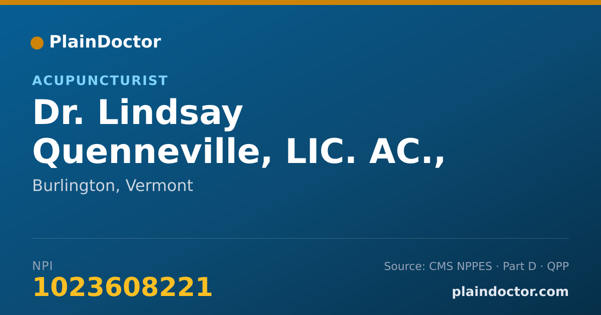 Shareable card for Lindsay Quenneville, LIC. AC., MAOM - Acupuncturist, Burlington, VT