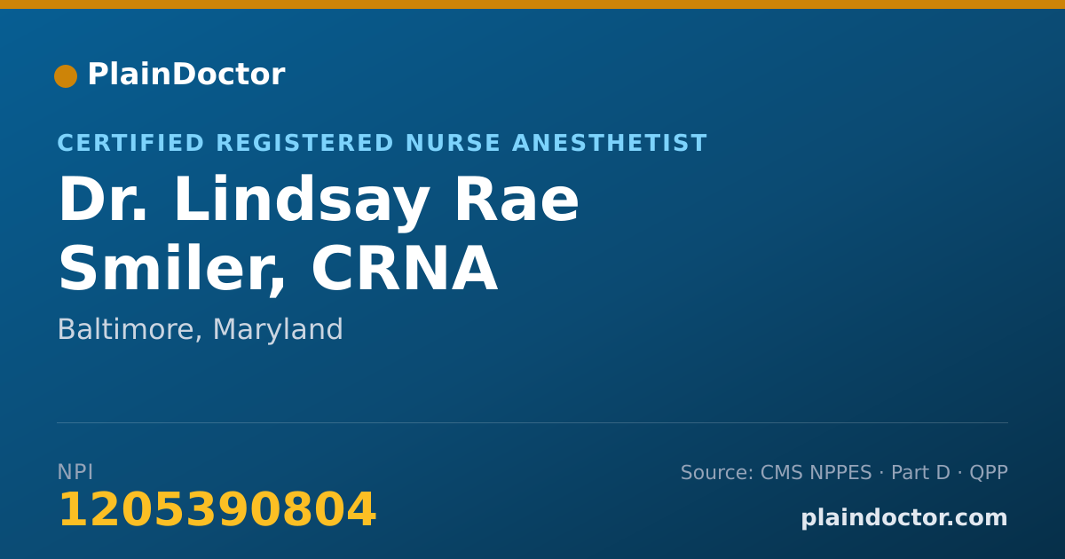 Shareable card for Lindsay Rae Smiler, CRNA - Certified Registered Nurse Anesthetist, Baltimore, MD