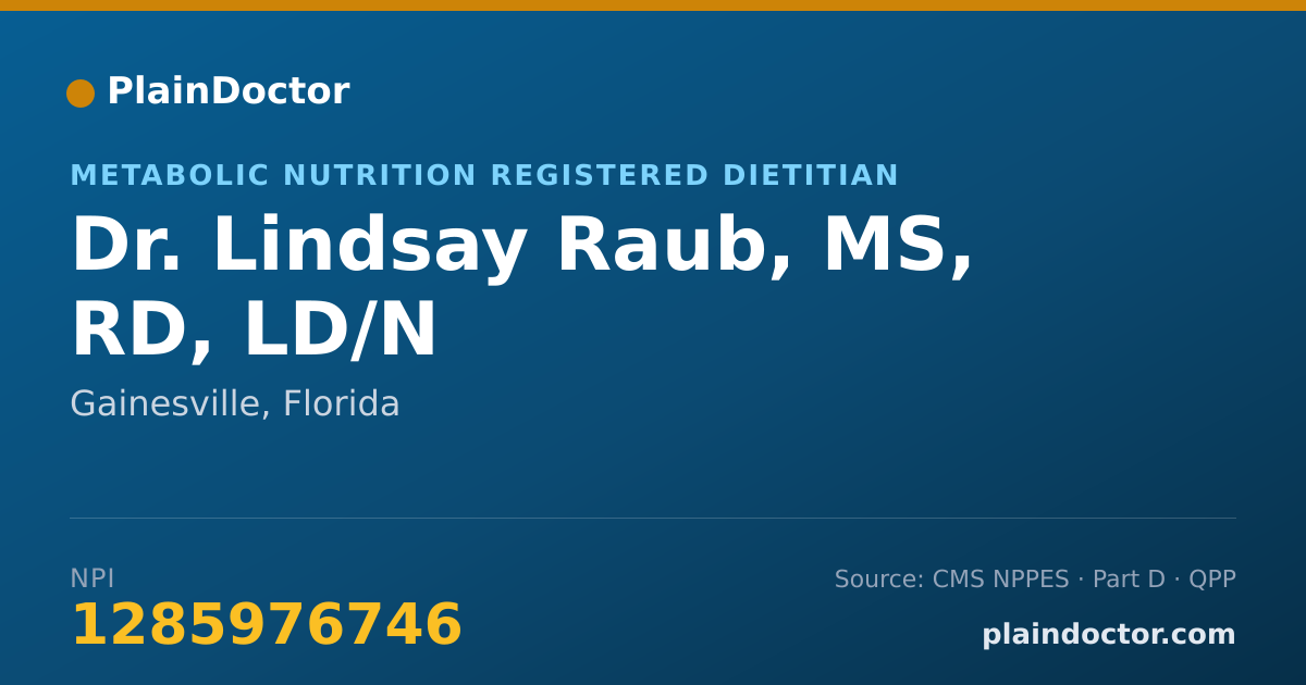 Shareable card for Lindsay Raub, MS, RD, LD/N - Metabolic Nutrition Registered Dietitian, Gainesville, FL