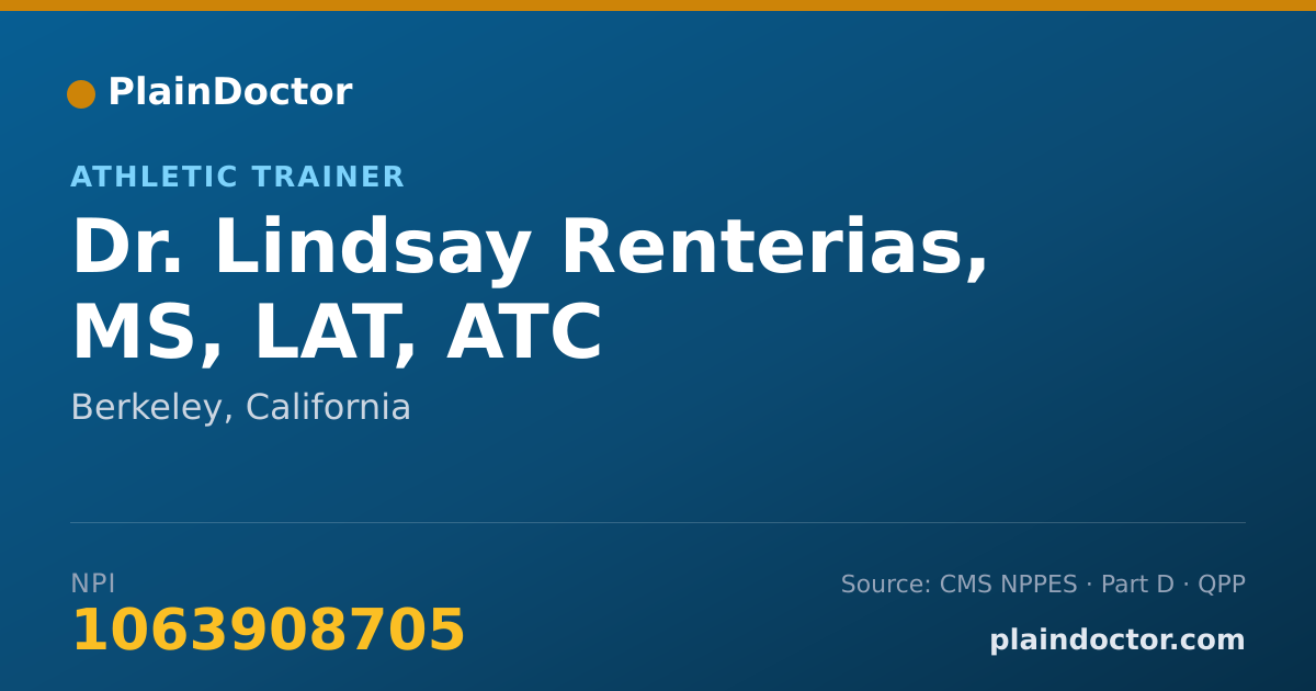 Shareable card for Lindsay Renterias, MS, LAT, ATC - Athletic Trainer, Berkeley, CA