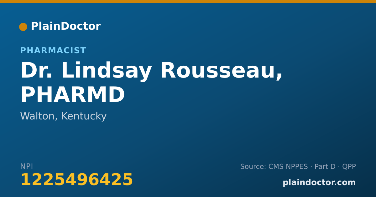 Shareable card for Lindsay Rousseau, PHARMD - Pharmacist, Walton, KY