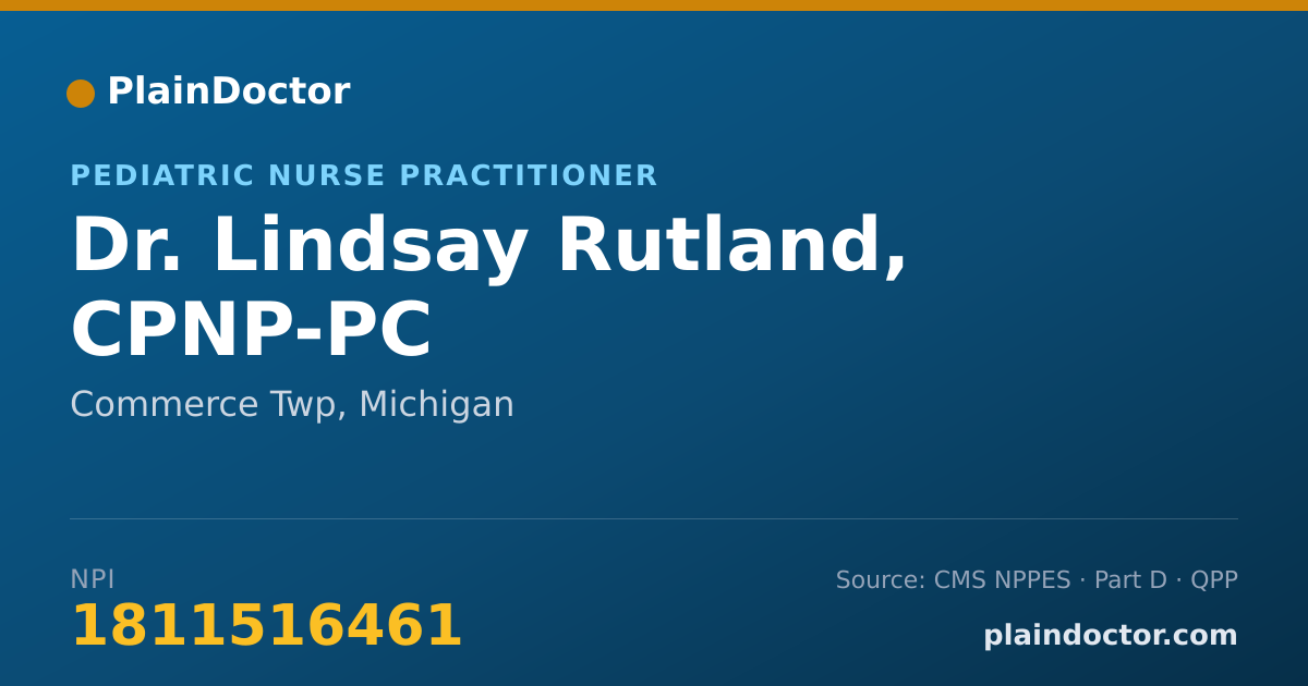 Shareable card for Lindsay Rutland, CPNP-PC - Pediatric Nurse Practitioner, Commerce Twp, MI