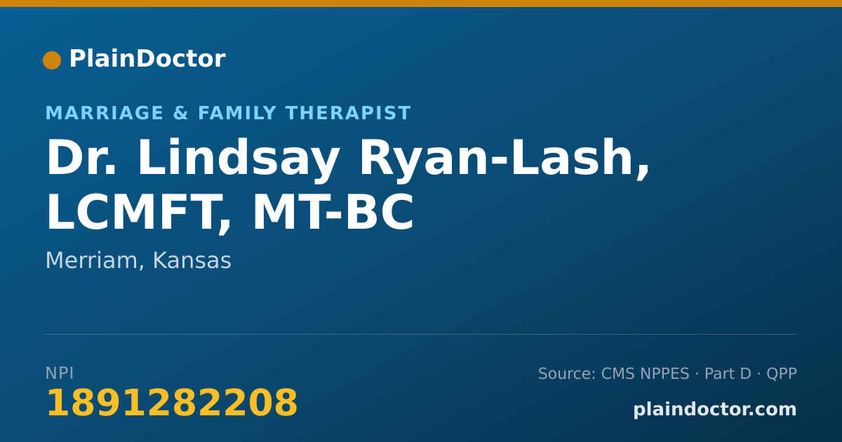 Shareable card for Lindsay Ryan-Lash, LCMFT, MT-BC - Marriage & Family Therapist, Merriam, KS