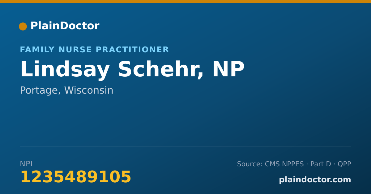 Shareable card for Lindsay Schehr, NP - Family Nurse Practitioner, Portage, WI