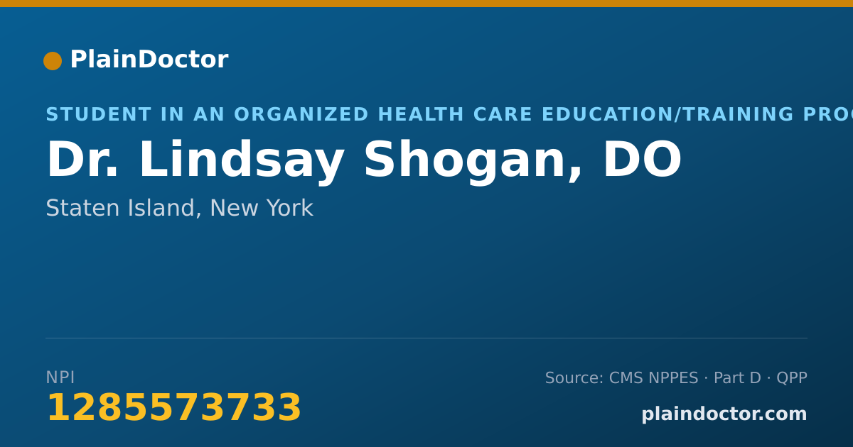 Shareable card for Lindsay Shogan, DO - Student in an Organized Health Care Education/Training Program, Staten Island, NY