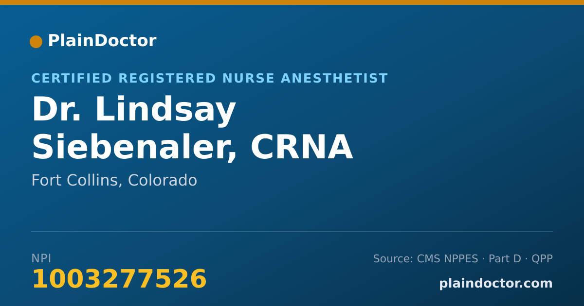 Shareable card for Lindsay Siebenaler, CRNA - Certified Registered Nurse Anesthetist, Fort Collins, CO