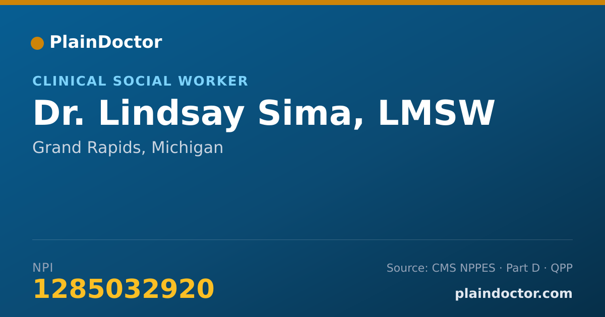 Shareable card for Lindsay Sima, LMSW - Clinical Social Worker, Grand Rapids, MI