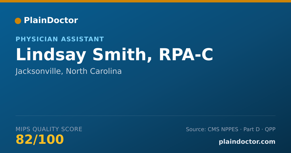 Shareable card for Lindsay Smith, RPA-C - Physician Assistant, Jacksonville, NC