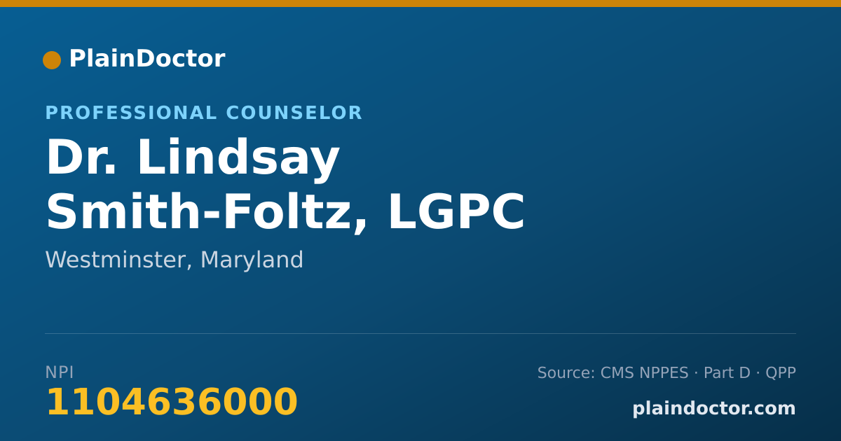 Shareable card for Lindsay Smith-Foltz, LGPC - Professional Counselor, Westminster, MD