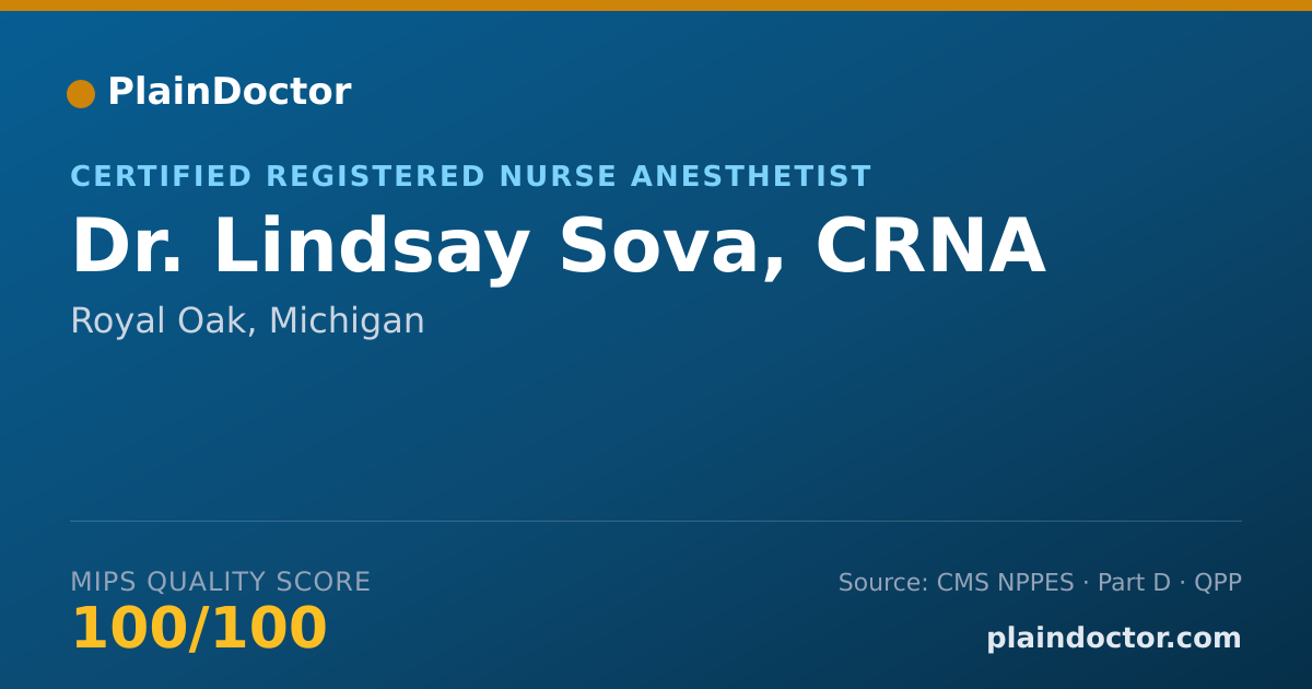 Shareable card for Lindsay Sova, CRNA - Certified Registered Nurse Anesthetist, Royal Oak, MI