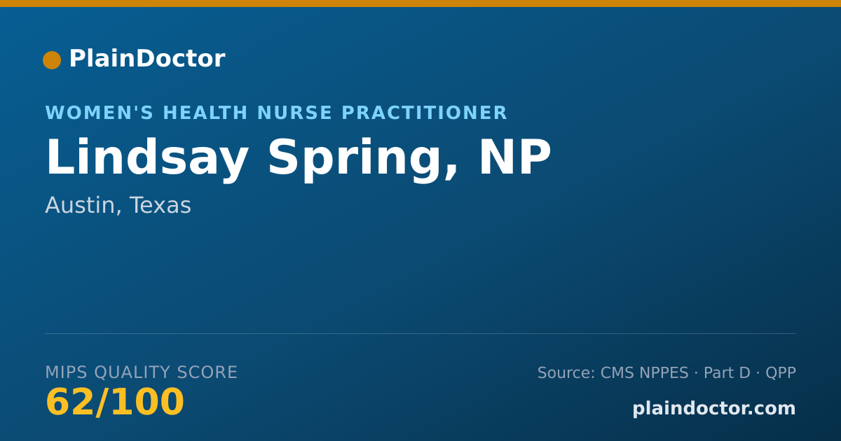 Shareable card for Lindsay Spring, NP - Women's Health Nurse Practitioner, Austin, TX