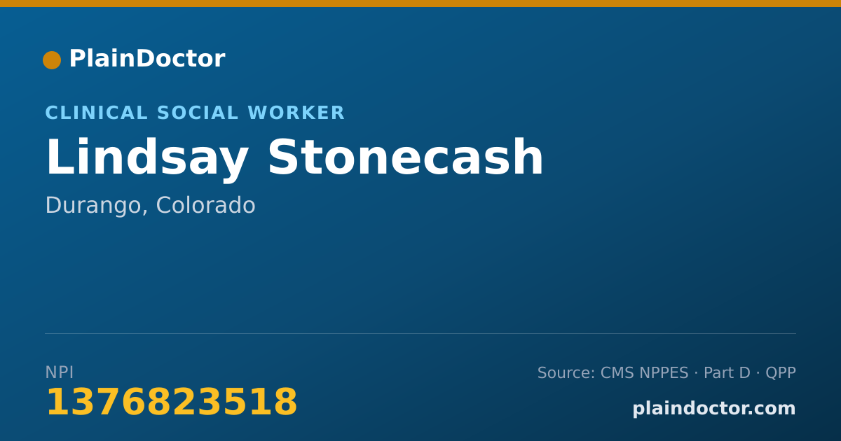 Shareable card for Lindsay Stonecash - Clinical Social Worker, Durango, CO