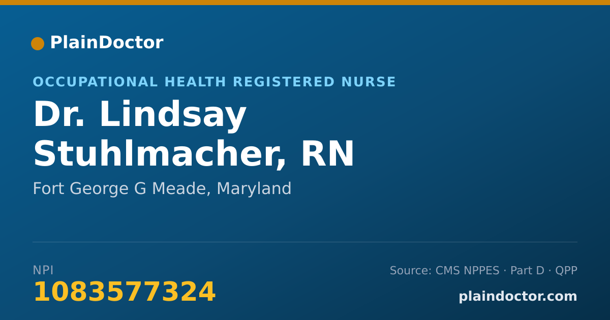 Shareable card for Lindsay Stuhlmacher, RN - Occupational Health Registered Nurse, Fort George G Meade, MD