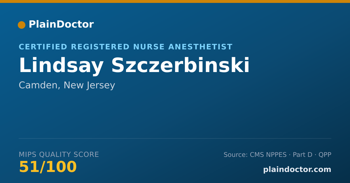 Shareable card for Lindsay Szczerbinski - Certified Registered Nurse Anesthetist, Camden, NJ
