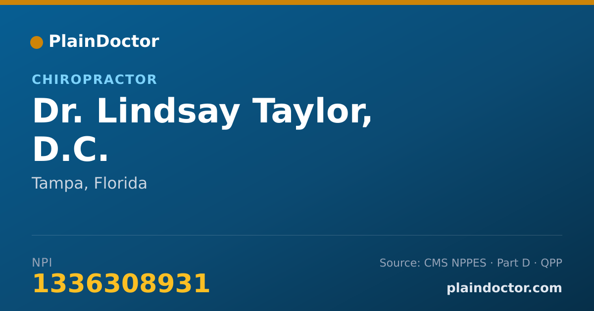 Shareable card for Lindsay Taylor, D.C. - Chiropractor, Tampa, FL