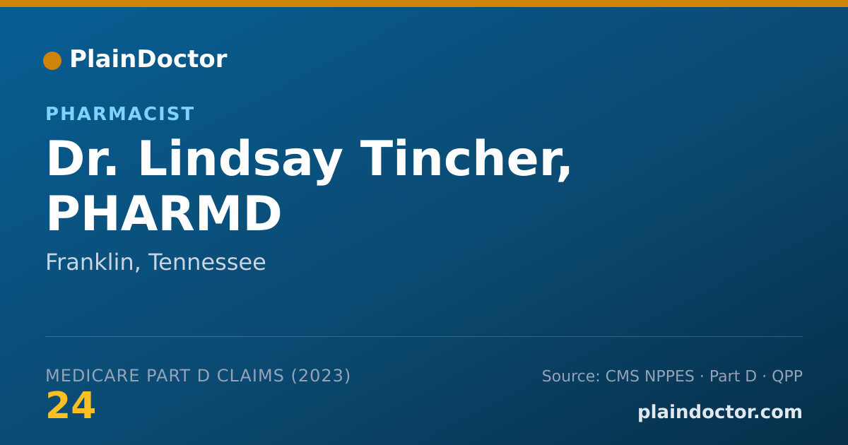 Shareable card for Lindsay Tincher, PHARMD - Pharmacist, Franklin, TN