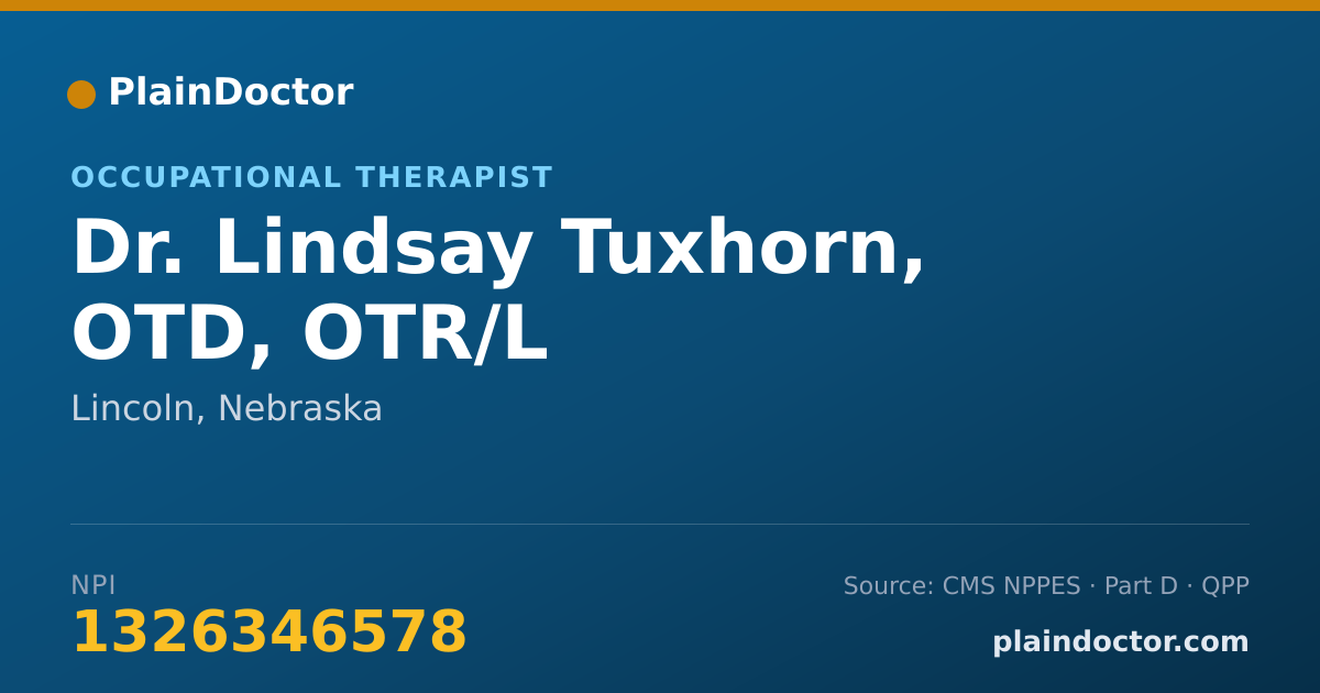Shareable card for Lindsay Tuxhorn, OTD, OTR/L - Occupational Therapist, Lincoln, NE