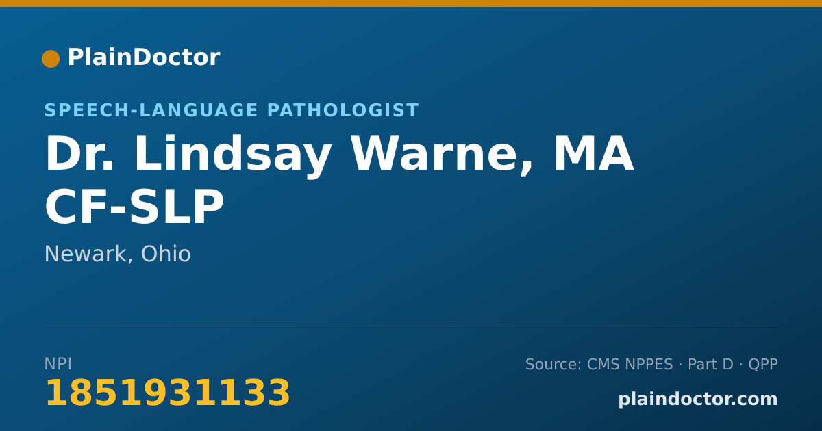 Shareable card for Lindsay Warne, MA CF-SLP - Speech-Language Pathologist, Newark, OH