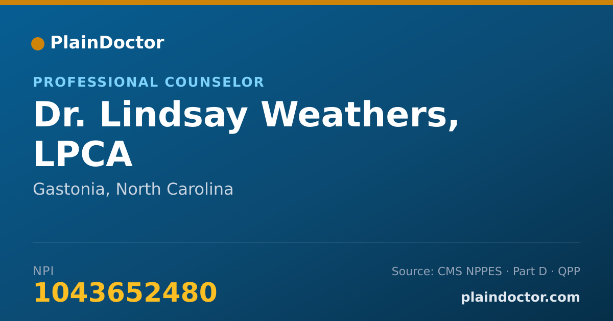 Shareable card for Lindsay Weathers, LPCA - Professional Counselor, Gastonia, NC