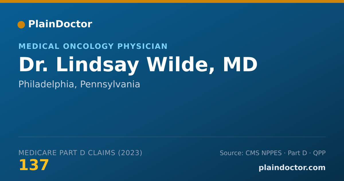 Shareable card for Lindsay Wilde, MD - Medical Oncology Physician, Philadelphia, PA