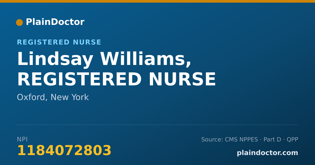 Shareable card for Lindsay Williams, REGISTERED NURSE - Registered Nurse, Oxford, NY