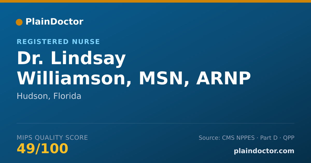 Shareable card for Lindsay Williamson, MSN, ARNP AOCNP - Registered Nurse, Hudson, FL