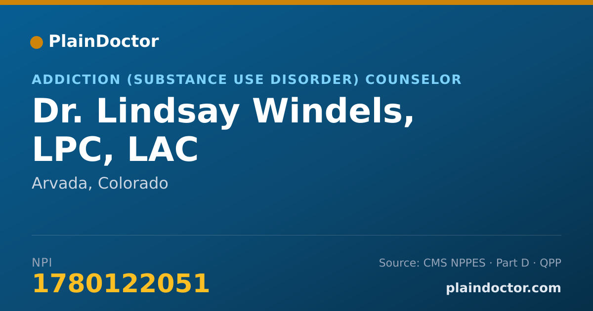 Shareable card for Lindsay Windels, LPC, LAC - Addiction (Substance Use Disorder) Counselor, Arvada, CO