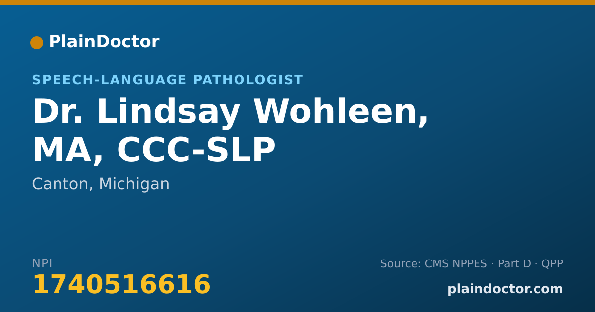 Shareable card for Lindsay Wohleen, MA, CCC-SLP - Speech-Language Pathologist, Canton, MI