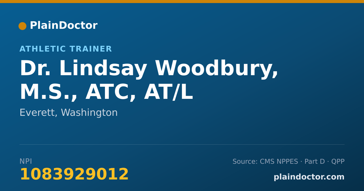 Shareable card for Lindsay Woodbury, M.S., ATC, AT/L - Athletic Trainer, Everett, WA