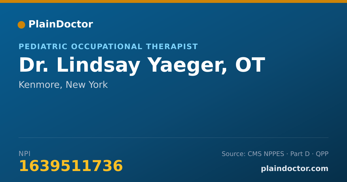 Shareable card for Lindsay Yaeger, OT - Pediatric Occupational Therapist, Kenmore, NY
