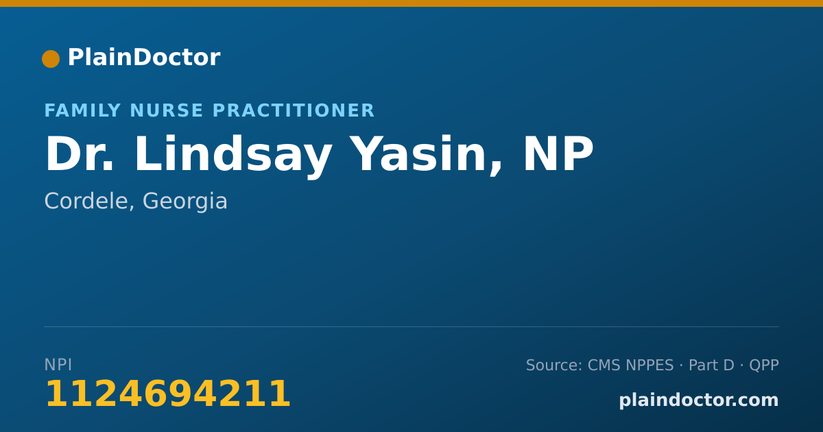 Shareable card for Lindsay Yasin, NP - Family Nurse Practitioner, Cordele, GA