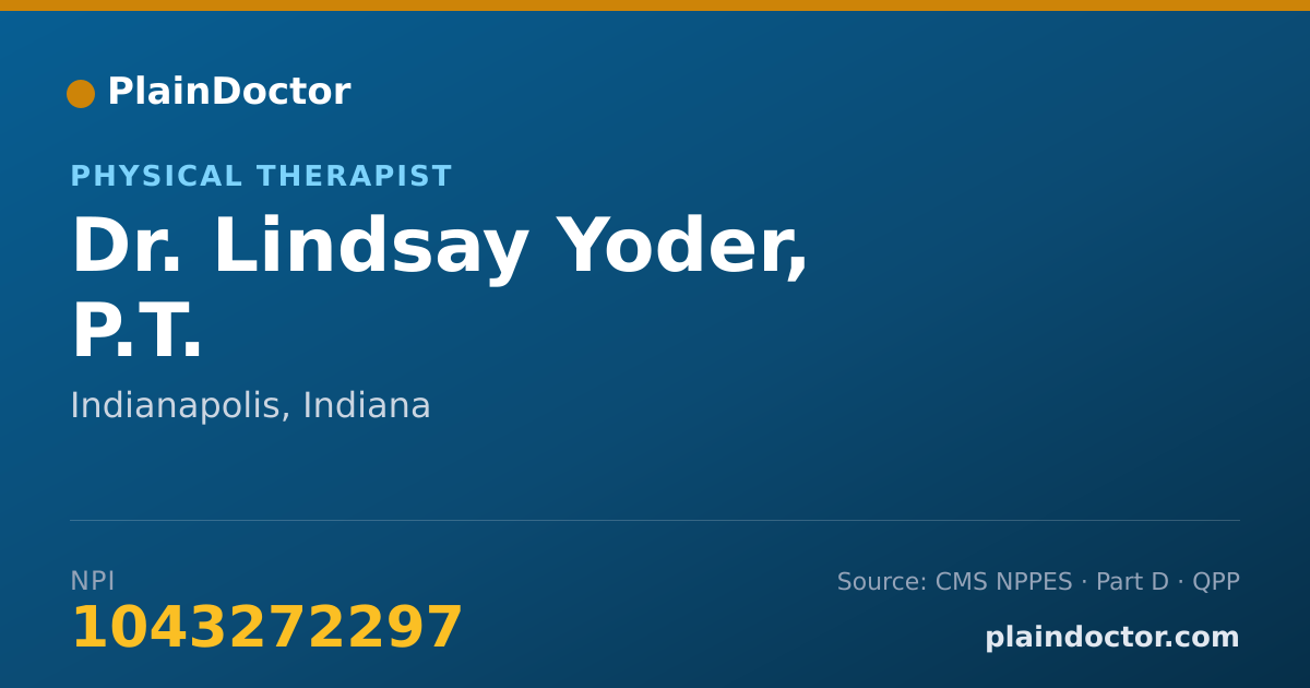 Shareable card for Lindsay Yoder, P.T. - Physical Therapist, Indianapolis, IN