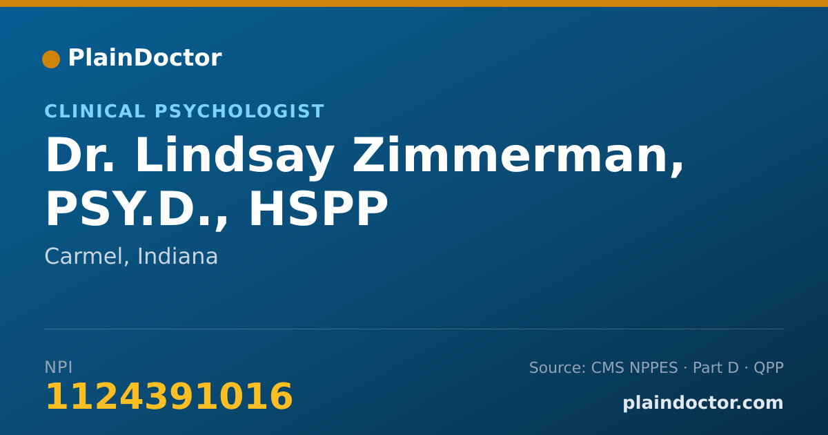 Shareable card for Lindsay Zimmerman, PSY.D., HSPP - Clinical Psychologist, Carmel, IN