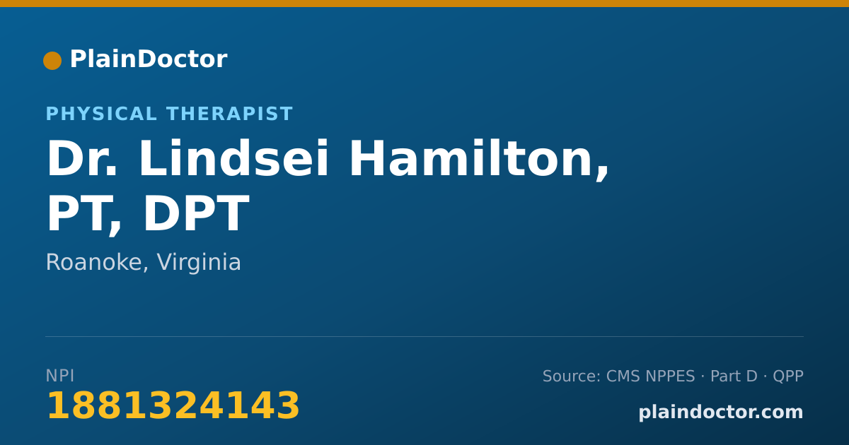 Shareable card for Lindsei Hamilton, PT, DPT - Physical Therapist, Roanoke, VA
