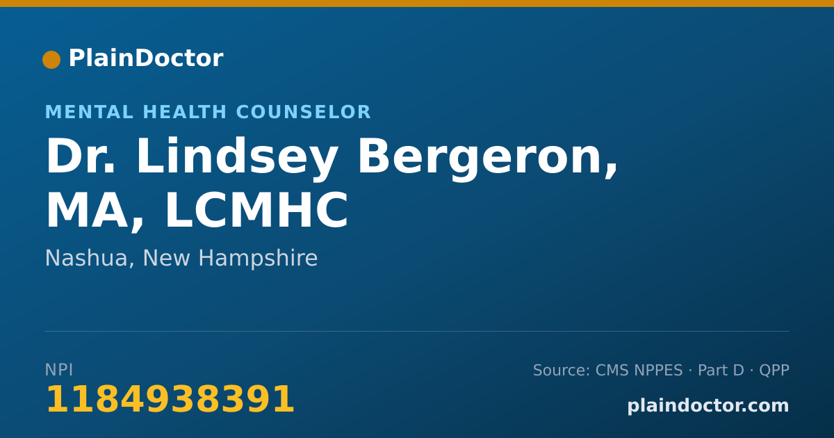Shareable card for Lindsey Bergeron, MA, LCMHC - Mental Health Counselor, Nashua, NH