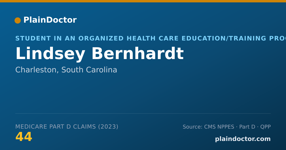 Shareable card for Lindsey Bernhardt - Student in an Organized Health Care Education/Training Program, Charleston, SC