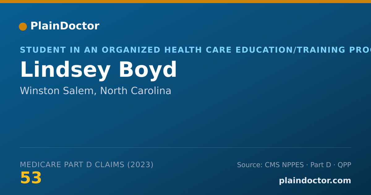 Shareable card for Lindsey Boyd - Student in an Organized Health Care Education/Training Program, Winston Salem, NC