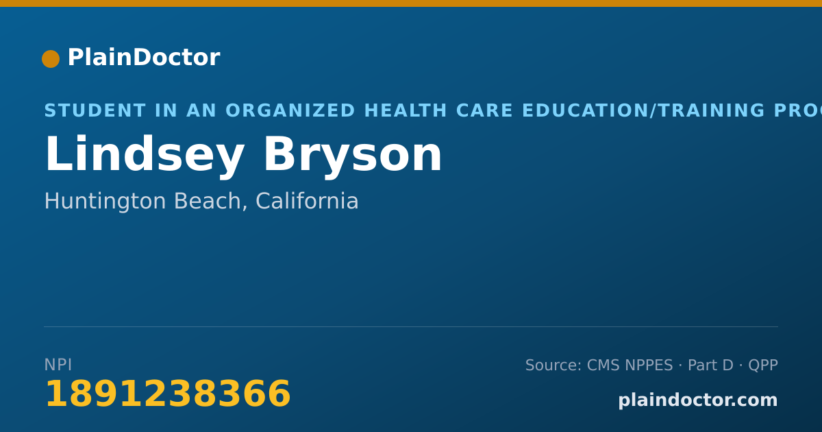 Shareable card for Lindsey Bryson - Athletic Trainer, Huntington Beach, CA