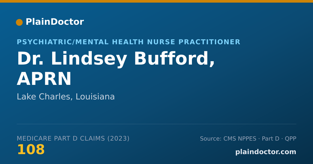 Shareable card for Lindsey Bufford, APRN - Psychiatric/Mental Health Nurse Practitioner, Lake Charles, LA